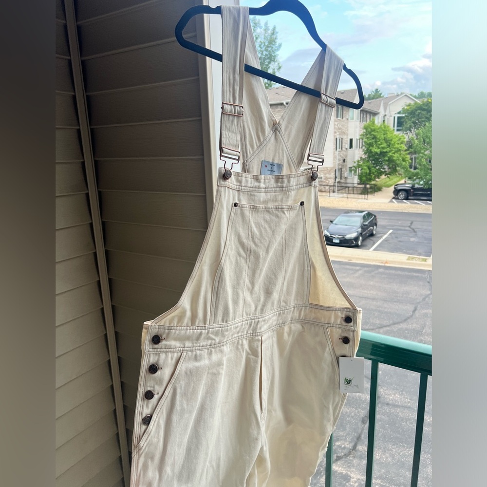🆕 Aqua x Kristopher White Overalls Wide Leg Jumpsuit Minimalist Chic Casual XL - Picture 7 of 17